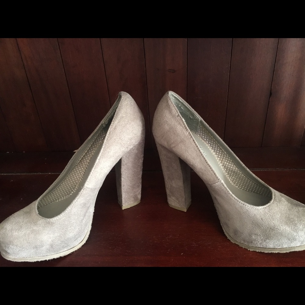 Candies suede grey platform heels